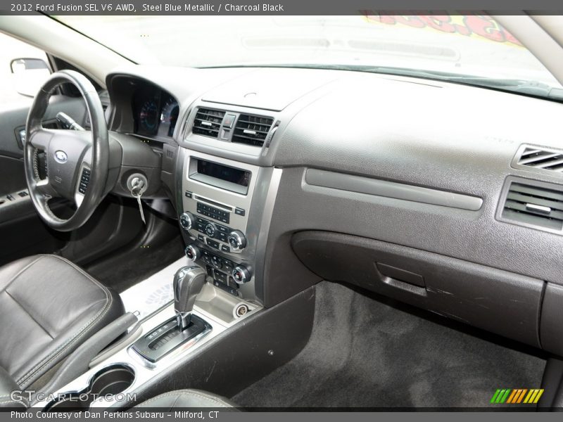 Steel Blue Metallic / Charcoal Black 2012 Ford Fusion SEL V6 AWD