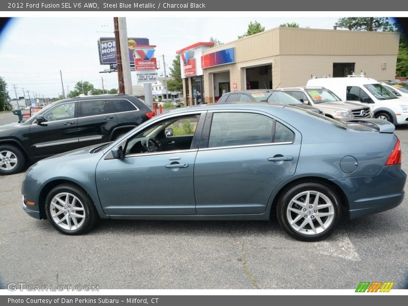 Steel Blue Metallic / Charcoal Black 2012 Ford Fusion SEL V6 AWD