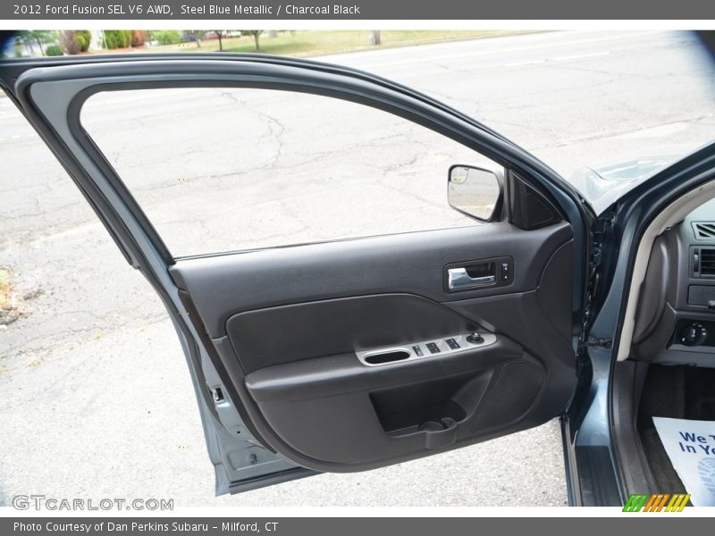 Steel Blue Metallic / Charcoal Black 2012 Ford Fusion SEL V6 AWD