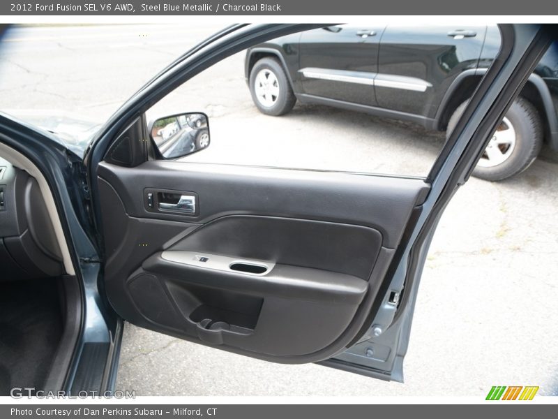 Steel Blue Metallic / Charcoal Black 2012 Ford Fusion SEL V6 AWD