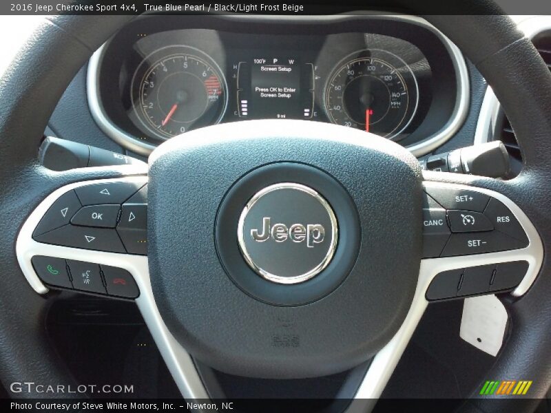 True Blue Pearl / Black/Light Frost Beige 2016 Jeep Cherokee Sport 4x4