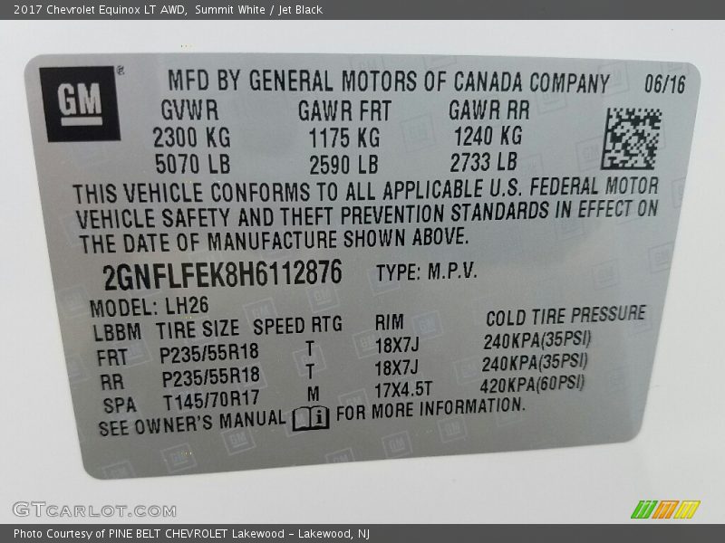 Summit White / Jet Black 2017 Chevrolet Equinox LT AWD