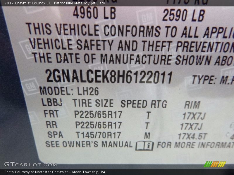 Patriot Blue Metallic / Jet Black 2017 Chevrolet Equinox LT