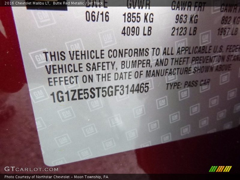 Butte Red Metallic / Jet Black 2016 Chevrolet Malibu LT