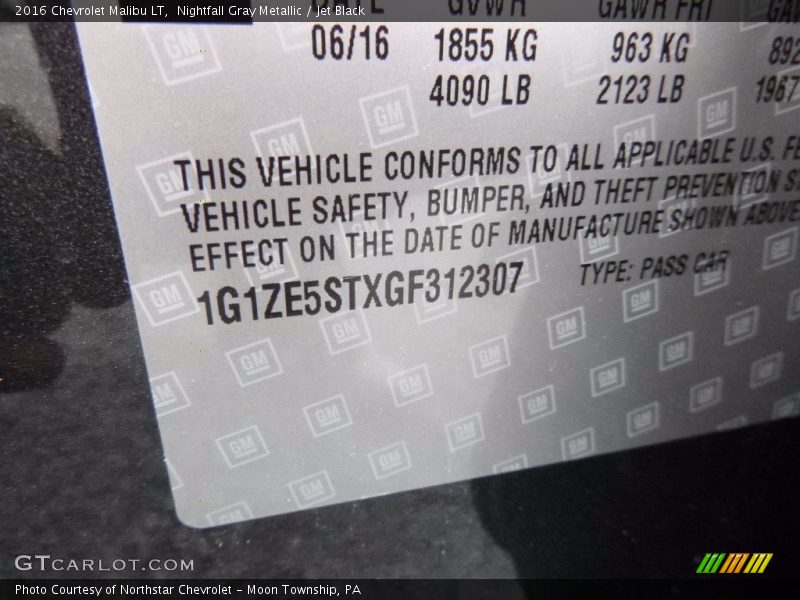 Nightfall Gray Metallic / Jet Black 2016 Chevrolet Malibu LT
