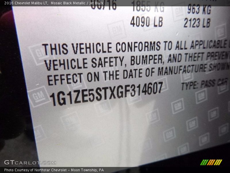 Mosaic Black Metallic / Jet Black 2016 Chevrolet Malibu LT