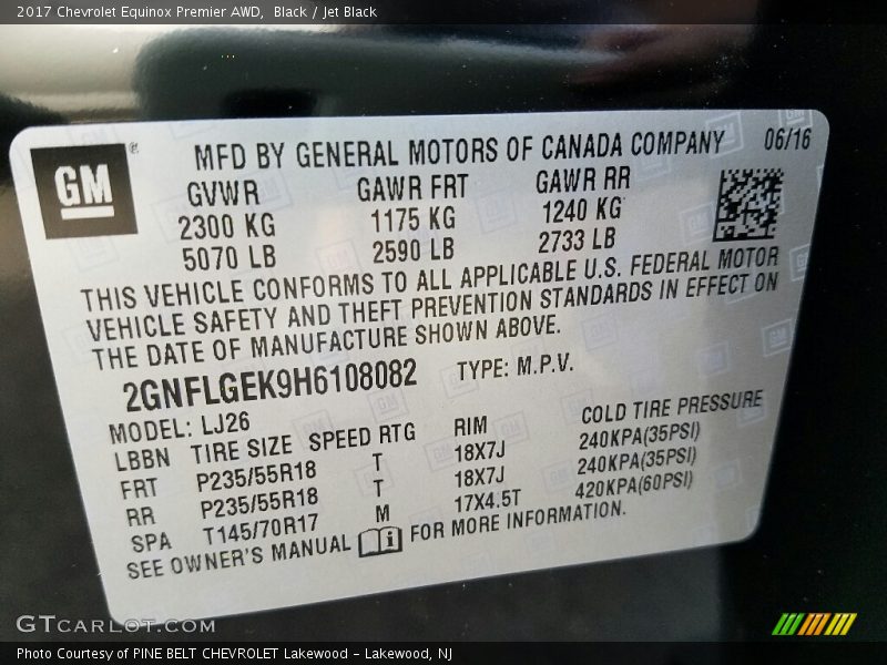 Black / Jet Black 2017 Chevrolet Equinox Premier AWD