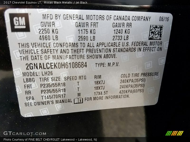 Mosaic Black Metallic / Jet Black 2017 Chevrolet Equinox LT