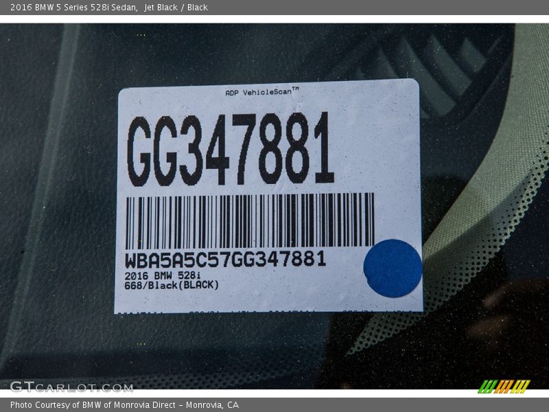 Jet Black / Black 2016 BMW 5 Series 528i Sedan