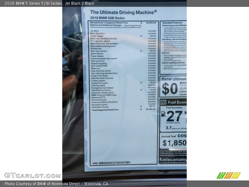 Jet Black / Black 2016 BMW 5 Series 528i Sedan