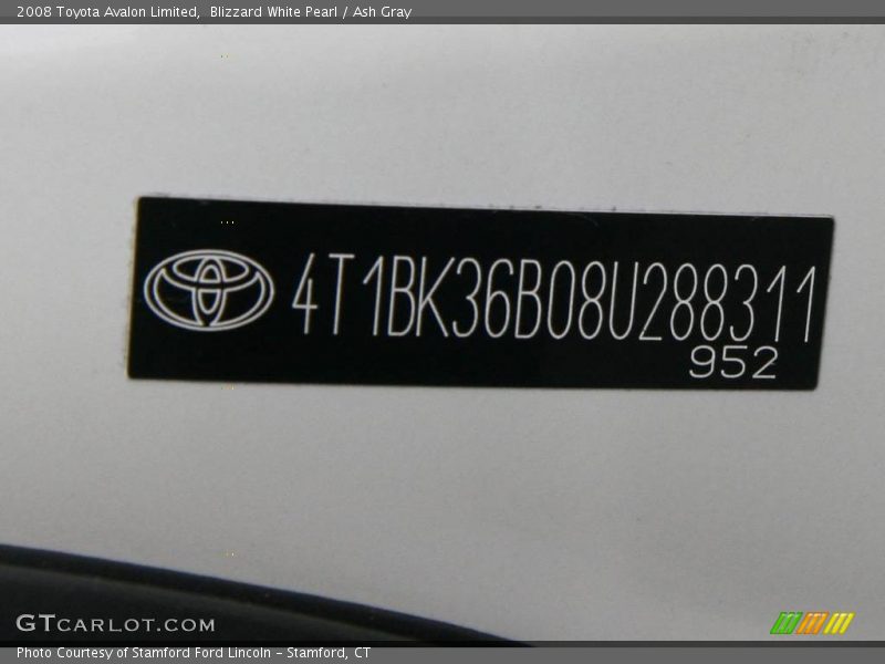 Blizzard White Pearl / Ash Gray 2008 Toyota Avalon Limited
