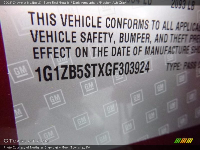 Butte Red Metallic / Dark Atmosphere/Medium Ash Gray 2016 Chevrolet Malibu LS