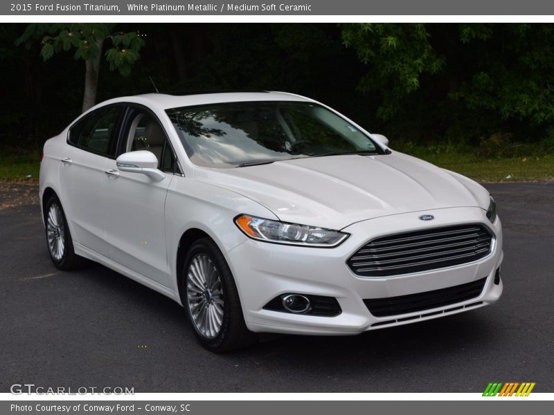 White Platinum Metallic / Medium Soft Ceramic 2015 Ford Fusion Titanium