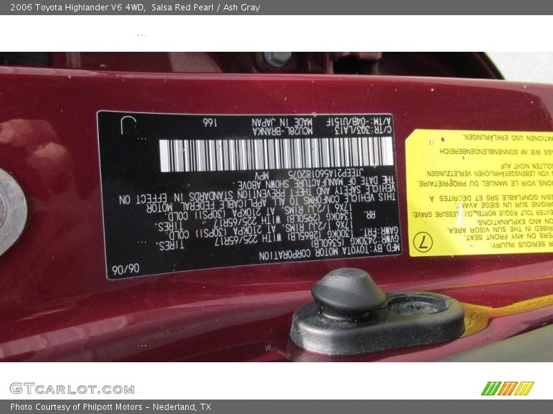 Salsa Red Pearl / Ash Gray 2006 Toyota Highlander V6 4WD