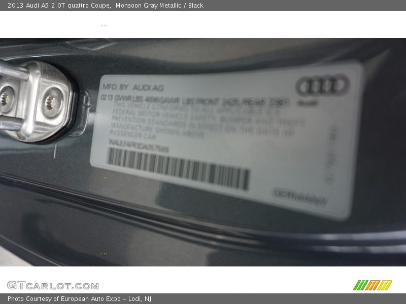Monsoon Gray Metallic / Black 2013 Audi A5 2.0T quattro Coupe