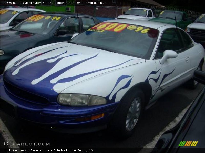 Bright White / Adriatic Blue 1996 Buick Riviera Supercharged Coupe