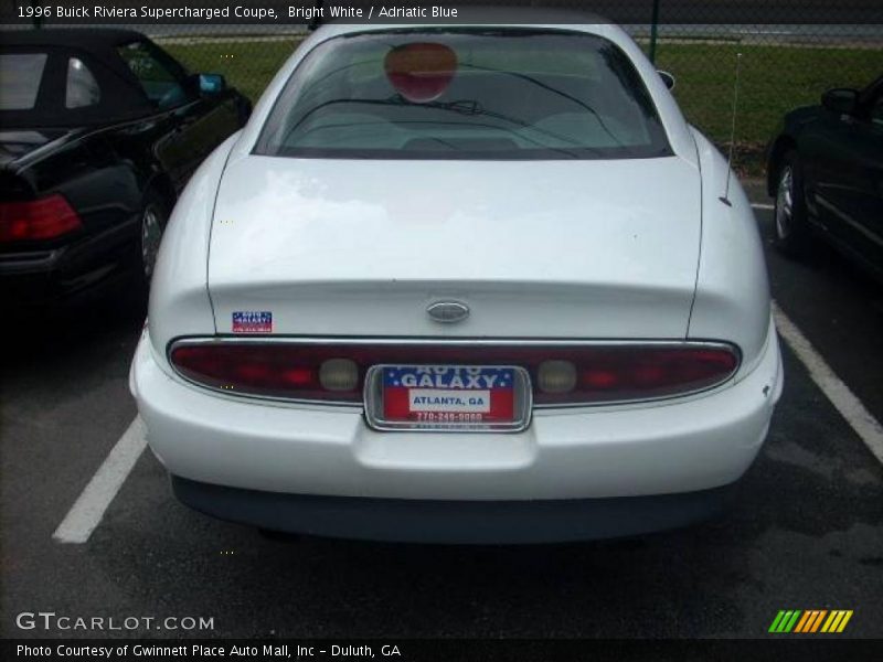 Bright White / Adriatic Blue 1996 Buick Riviera Supercharged Coupe