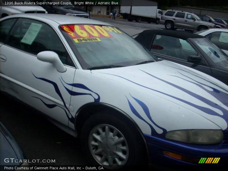 Bright White / Adriatic Blue 1996 Buick Riviera Supercharged Coupe