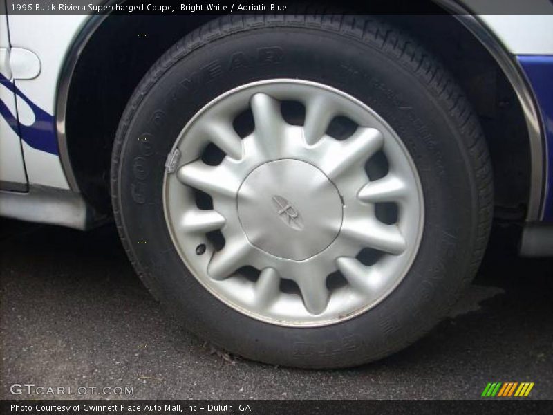 Bright White / Adriatic Blue 1996 Buick Riviera Supercharged Coupe