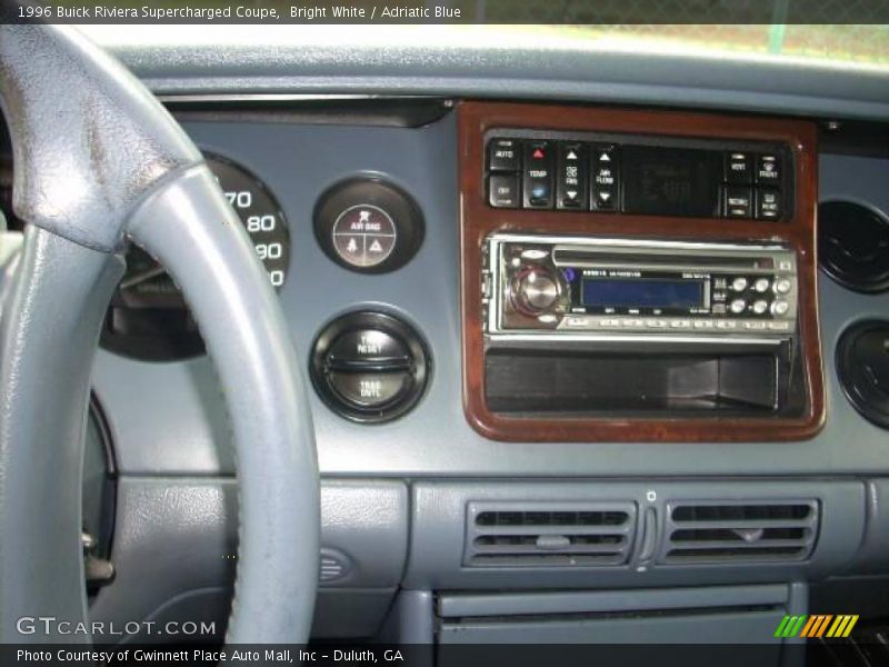 Bright White / Adriatic Blue 1996 Buick Riviera Supercharged Coupe