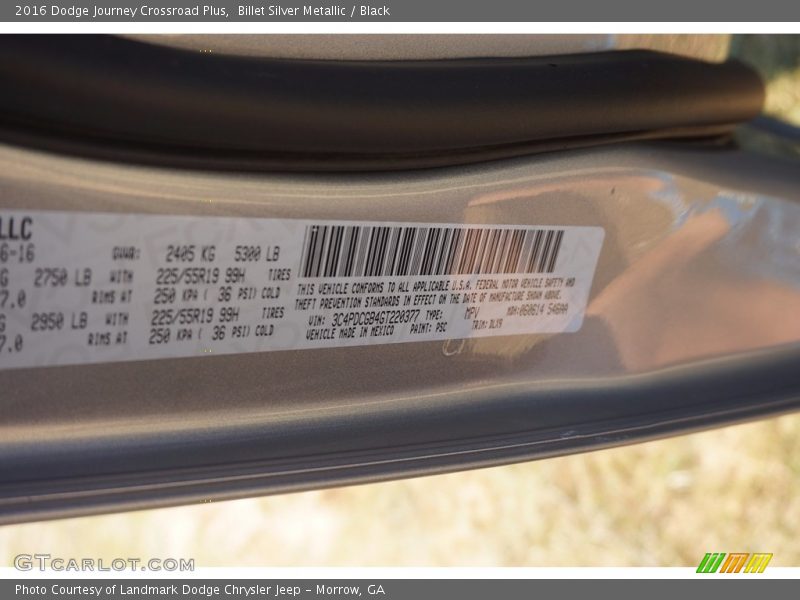 Billet Silver Metallic / Black 2016 Dodge Journey Crossroad Plus