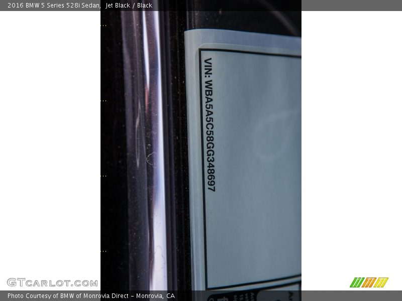 Jet Black / Black 2016 BMW 5 Series 528i Sedan