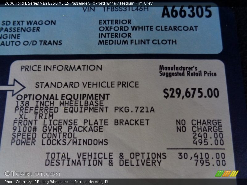 Oxford White / Medium Flint Grey 2006 Ford E Series Van E350 XL 15 Passenger