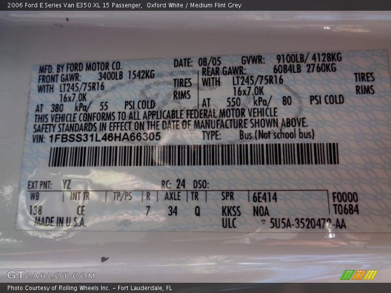 Oxford White / Medium Flint Grey 2006 Ford E Series Van E350 XL 15 Passenger