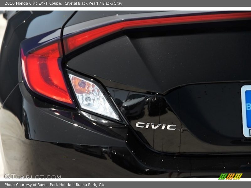 Crystal Black Pearl / Black/Gray 2016 Honda Civic EX-T Coupe