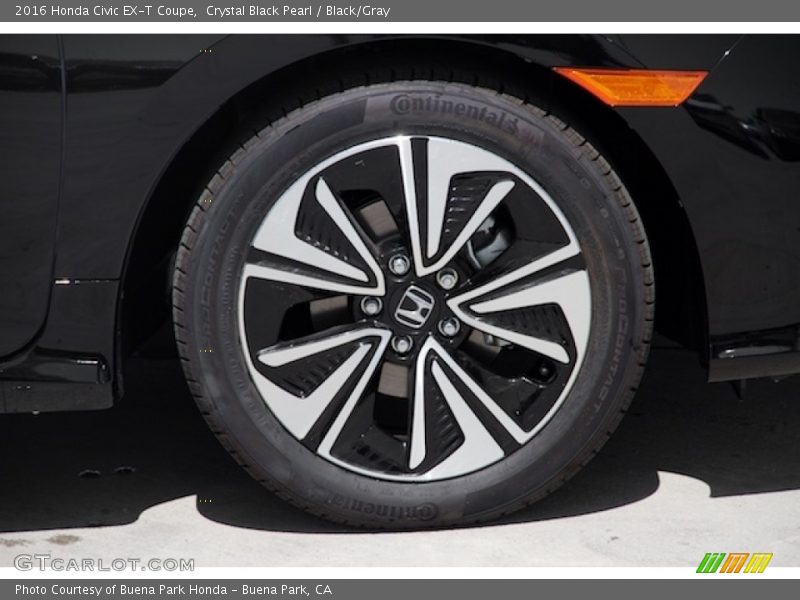 Crystal Black Pearl / Black/Gray 2016 Honda Civic EX-T Coupe