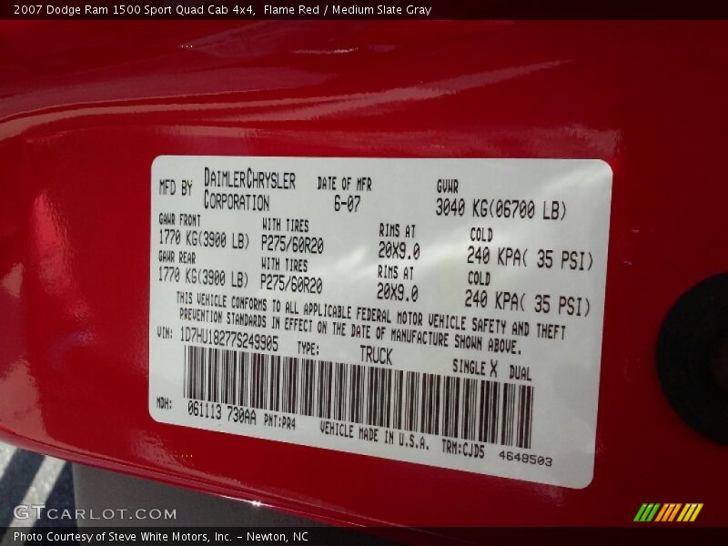 Flame Red / Medium Slate Gray 2007 Dodge Ram 1500 Sport Quad Cab 4x4