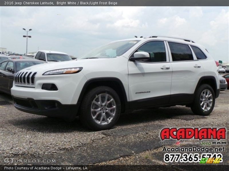 Bright White / Black/Light Frost Beige 2016 Jeep Cherokee Latitude