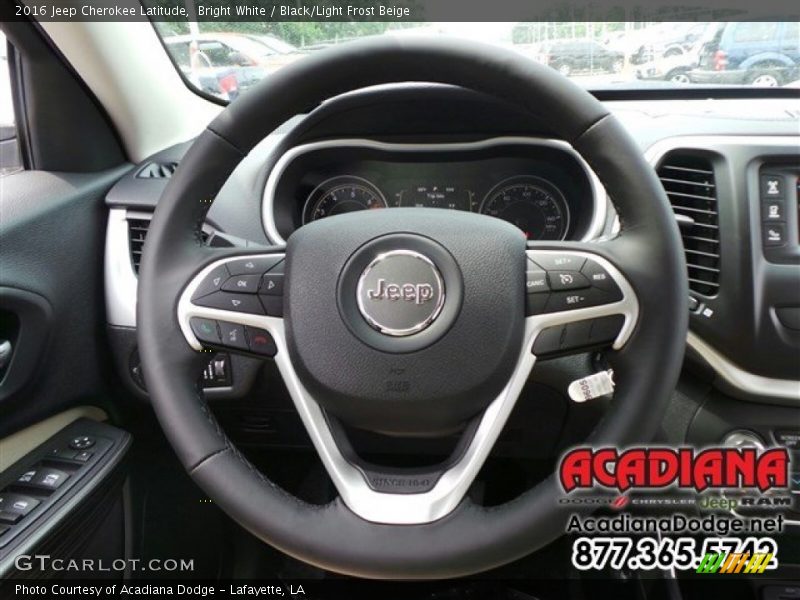 Bright White / Black/Light Frost Beige 2016 Jeep Cherokee Latitude