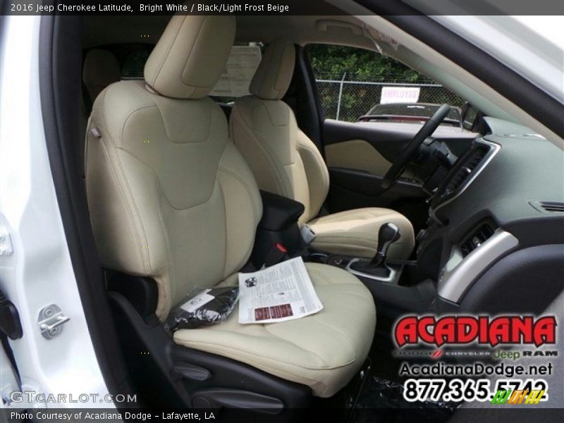 Bright White / Black/Light Frost Beige 2016 Jeep Cherokee Latitude