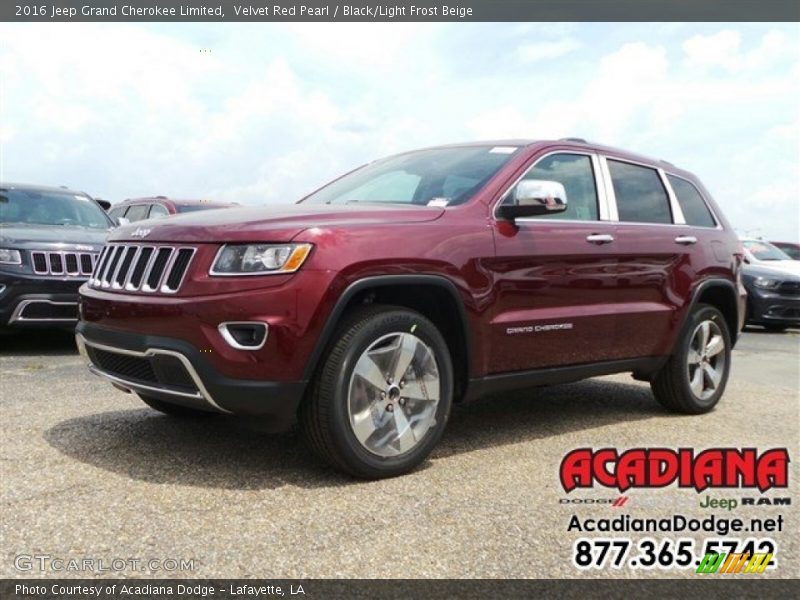 Velvet Red Pearl / Black/Light Frost Beige 2016 Jeep Grand Cherokee Limited