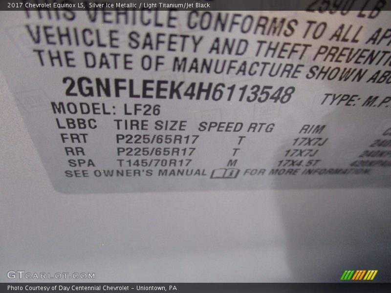 Silver Ice Metallic / Light Titanium/Jet Black 2017 Chevrolet Equinox LS