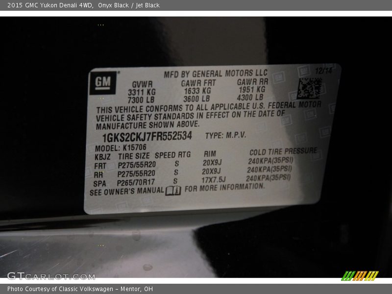 Onyx Black / Jet Black 2015 GMC Yukon Denali 4WD