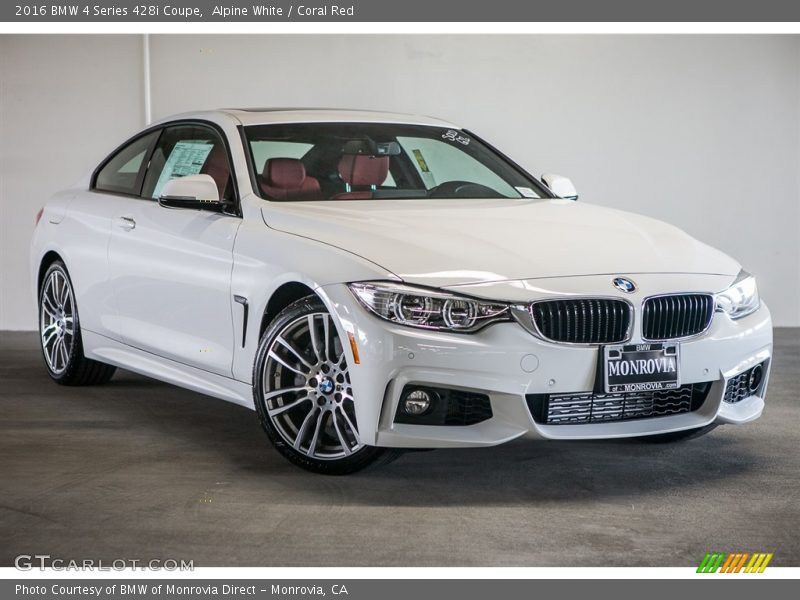 Alpine White / Coral Red 2016 BMW 4 Series 428i Coupe