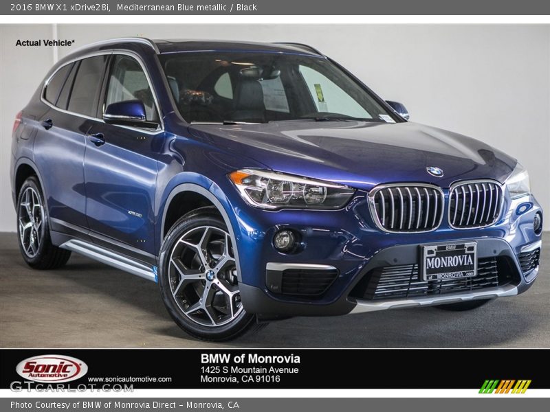 Mediterranean Blue metallic / Black 2016 BMW X1 xDrive28i