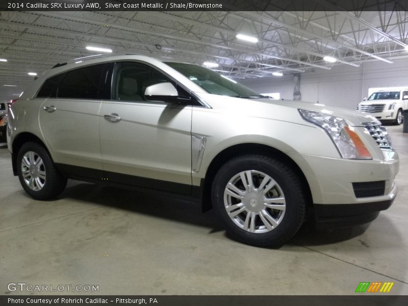 Silver Coast Metallic / Shale/Brownstone 2014 Cadillac SRX Luxury AWD