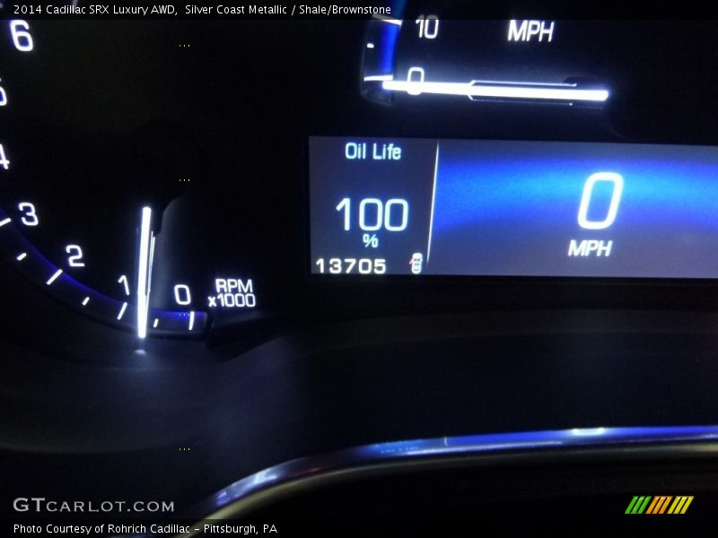 Silver Coast Metallic / Shale/Brownstone 2014 Cadillac SRX Luxury AWD