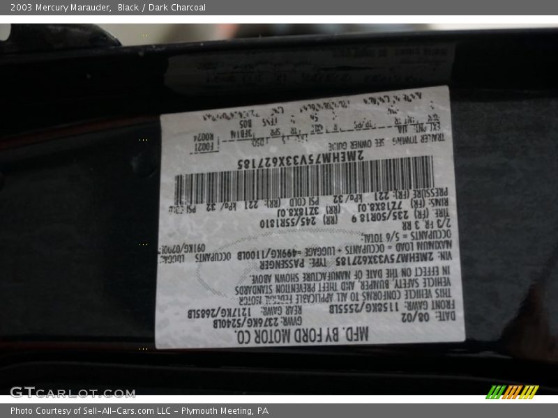 Black / Dark Charcoal 2003 Mercury Marauder