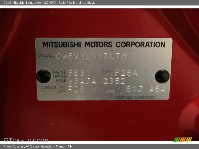 Rally Red Metallic / Black 2008 Mitsubishi Outlander XLS 4WD