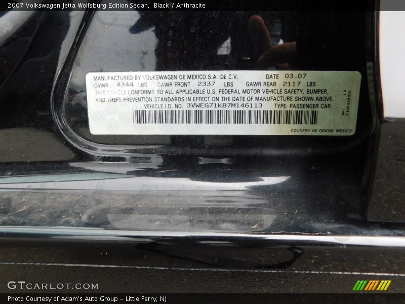 Black / Anthracite 2007 Volkswagen Jetta Wolfsburg Edition Sedan