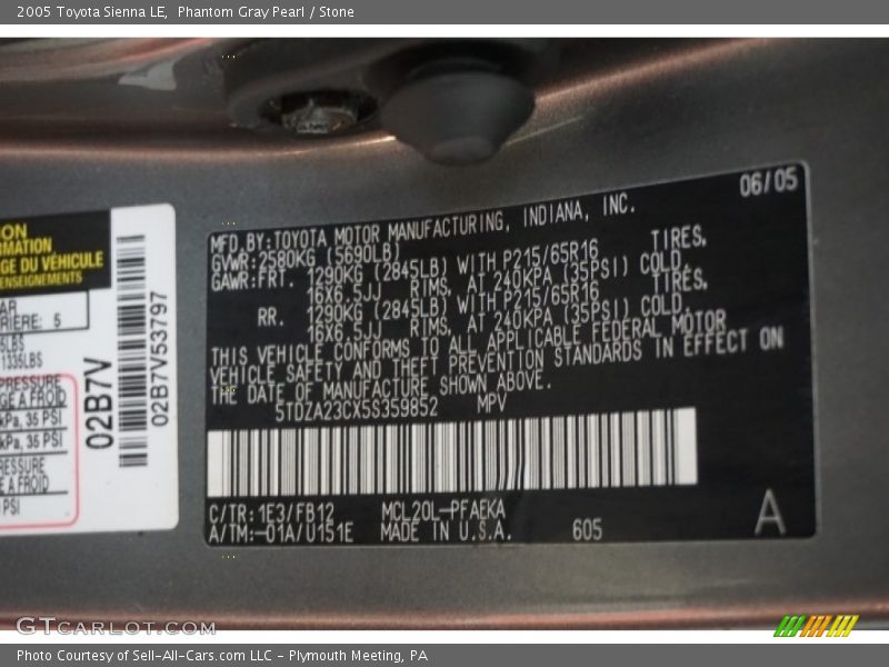 Phantom Gray Pearl / Stone 2005 Toyota Sienna LE