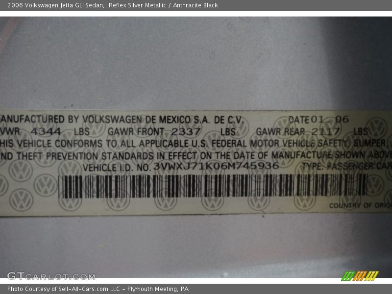 Reflex Silver Metallic / Anthracite Black 2006 Volkswagen Jetta GLI Sedan