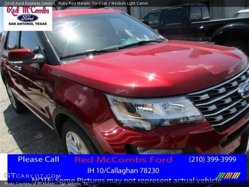 Ruby Red Metallic Tri-Coat / Medium Light Camel 2016 Ford Explorer Limited