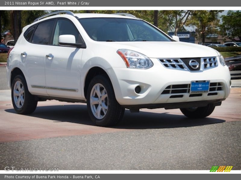 Pearl White / Gray 2011 Nissan Rogue SV AWD