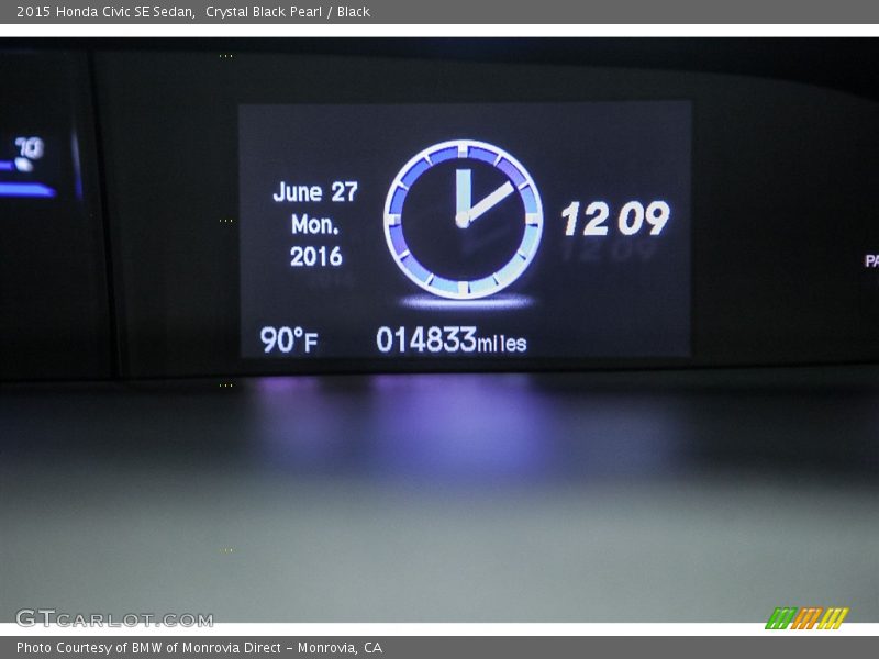 Crystal Black Pearl / Black 2015 Honda Civic SE Sedan