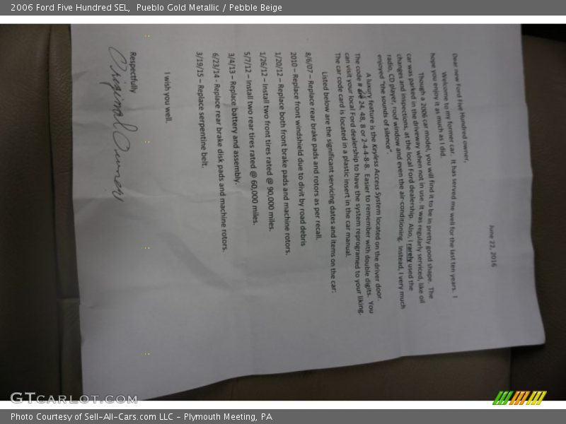 Pueblo Gold Metallic / Pebble Beige 2006 Ford Five Hundred SEL